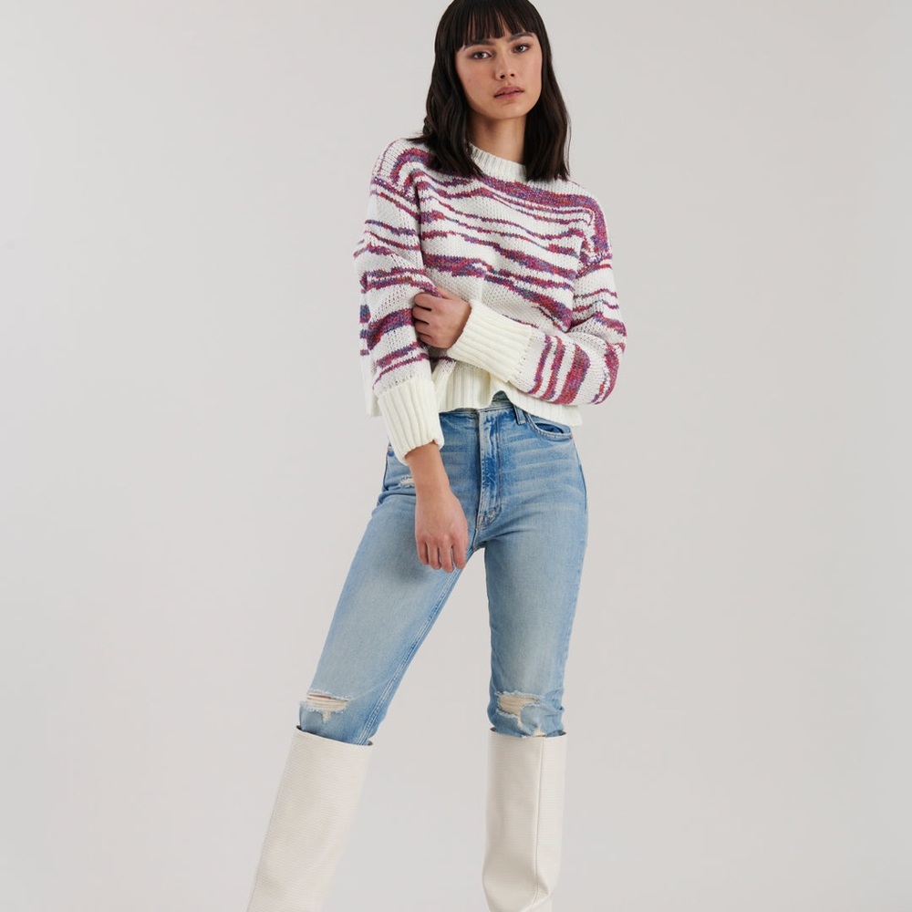 John + Jenn Purple and White Striped Sweater